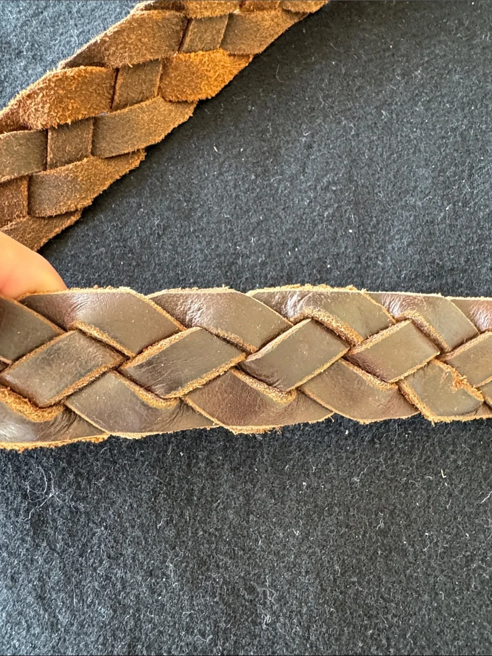 Braided Brown Leather Boys Belt with Brass Buckle